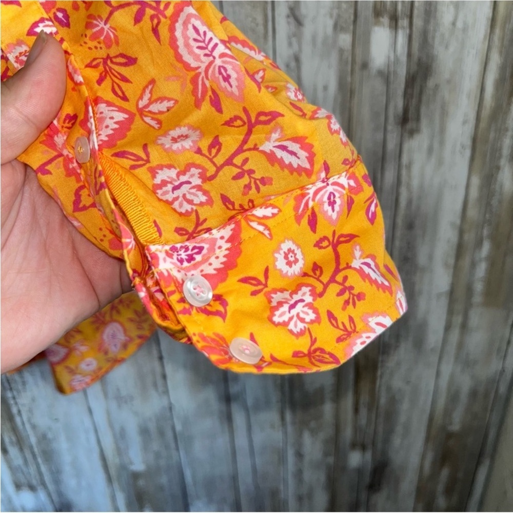 Talbots Climbing Jacobean Orange Floral Button Down - Picture 5 of 7